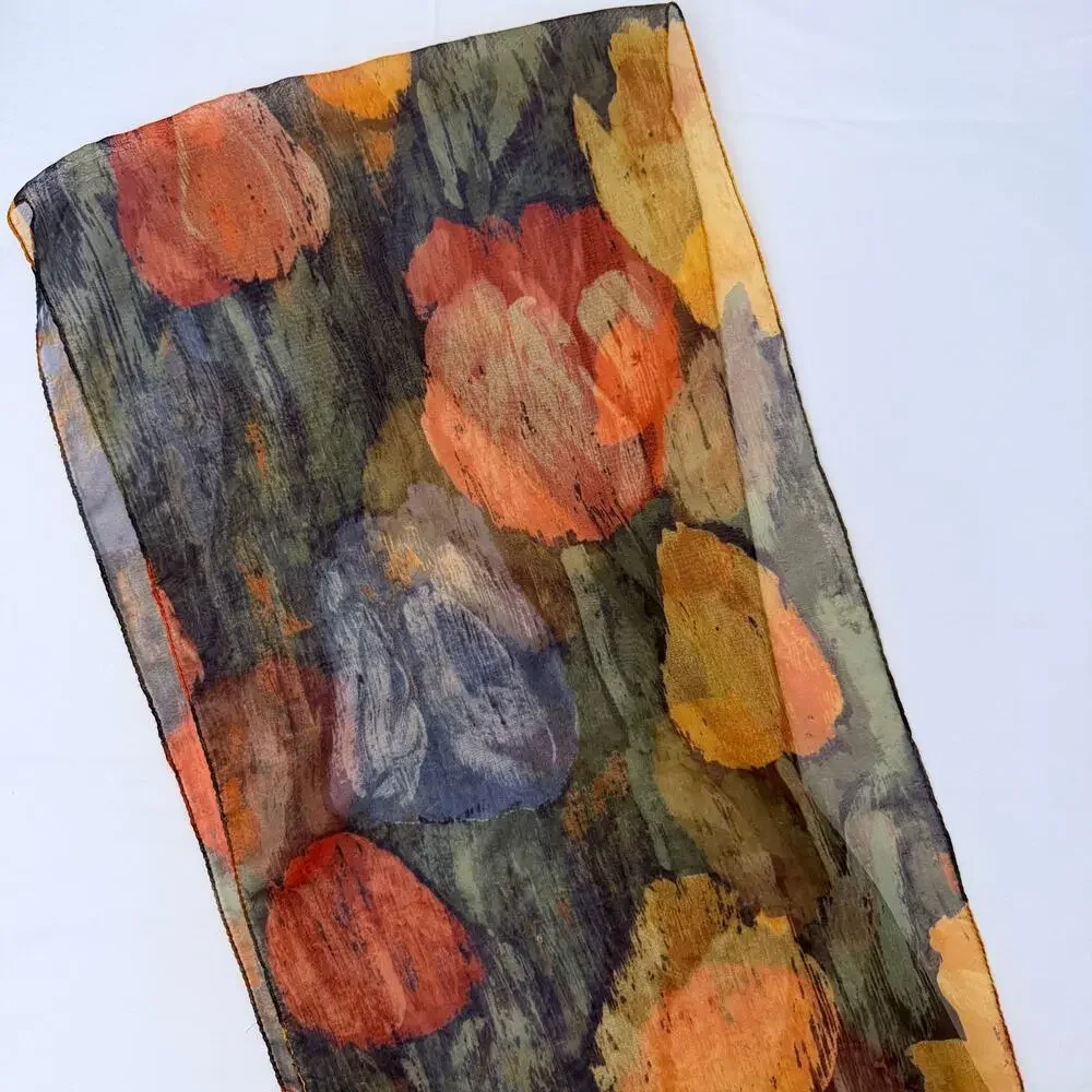 Vintage Floral Watercolor Tulips Headscarf